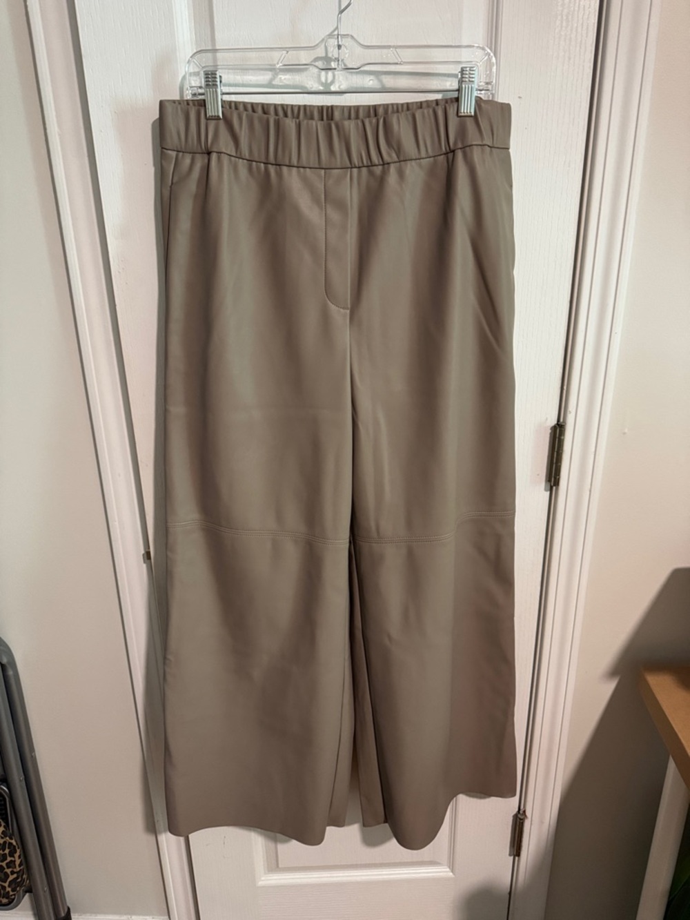 Banana Republic Factory Wide-Leg Faux Leather Pants in Taupe